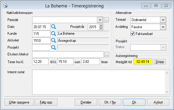 timregistrering -fastpris