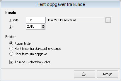 hent oppgaver fra kunde