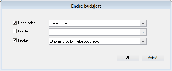 endre budsjett