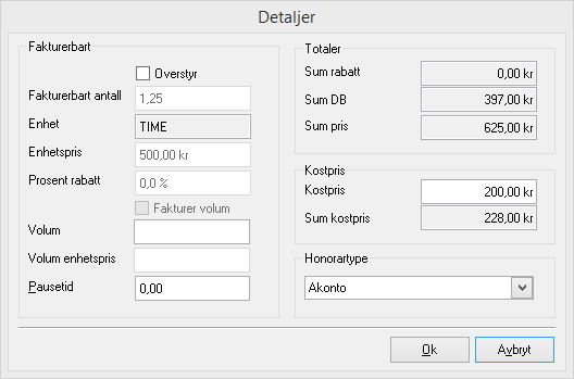 timregistrering - detaljer
