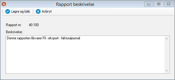 rapportbeskrivelse